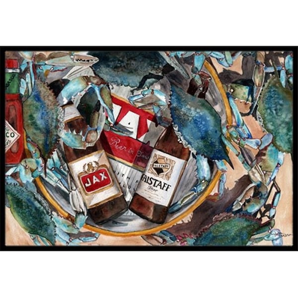 Carolines Treasures 8919JMAT New Orleans Beers And Crabs Indoor & Outdoor Mat; 24 x 36 in. 8919JMAT - main